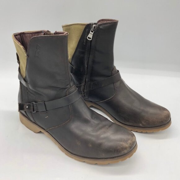 Teva Brown Leather Ankle Boots – Size 9 - Brown - Picture 1 of 8